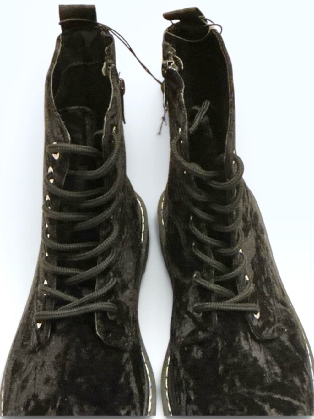 Torrid Plus Size Combat Ankle Boots Crushed Black Velvet Extra Wide Width - 9WW - Picture 7 of 16